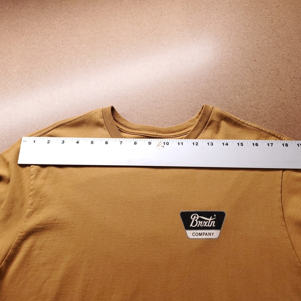 Brixton Crest T Shirt Men L Mustard Yellow Skate Surf Streetwear Casual Indie - Picture 3 of 8